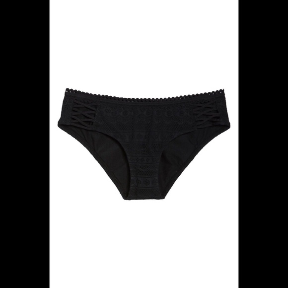 NEW Becca [ Large ] Color Play Lace-Up Hipster Bikini Bottoms in‎ Black - Picture 3 of 12